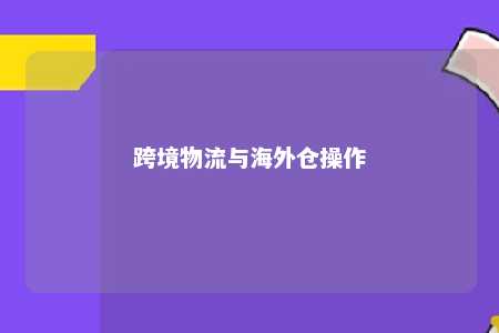 跨境物流与海外仓操作