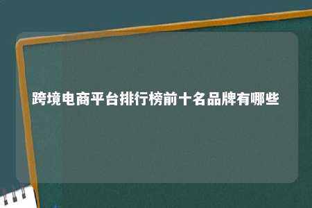 跨境电商平台排行榜前十名品牌有哪些